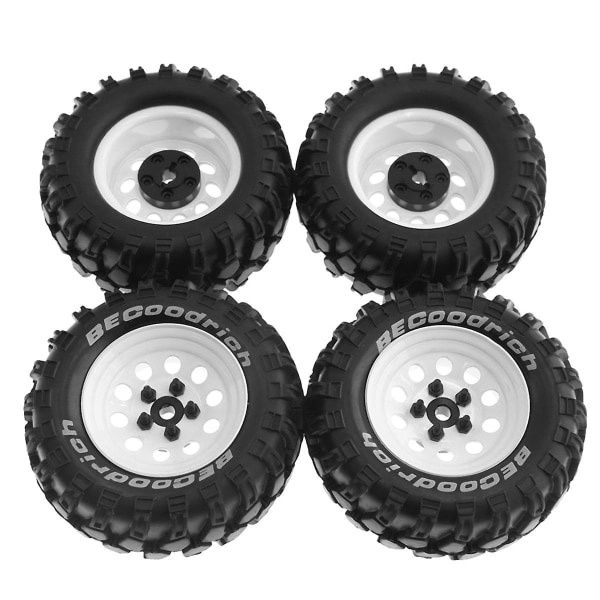 4 st 93 mm Metall 1,9 tum Beadlock Hjulfälg Gummiband Set för 1/10 RC Crawler Bil, spårad Adapter, vit (FMY)