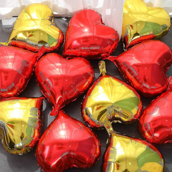 10 st Guldfolie hjärtformade ballonger 18 tums hjärta mylar ballonger för baby shower Bröllop Valentine dekorationer Kärleksballonger Festdekorationer