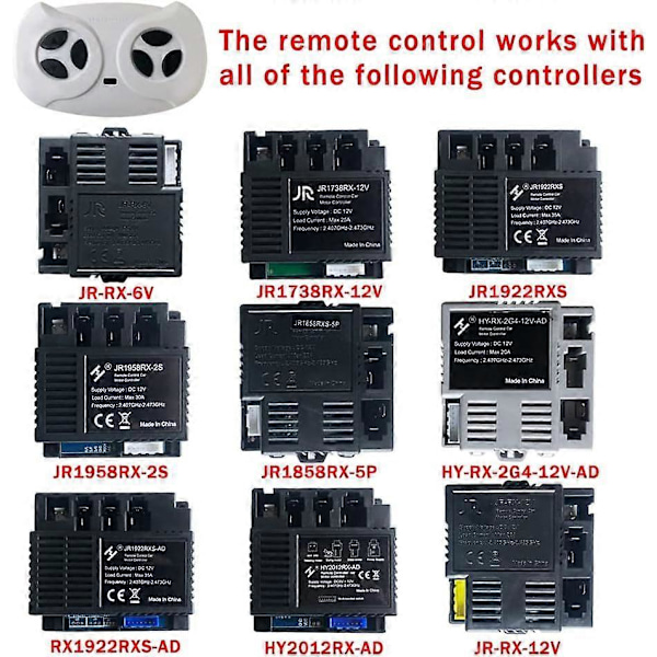 SBSG JR1602FCC 2.4G Bluetooth Fjernkontroll for Power Wheels, JR1839FCC Hvit Fjernkontrollsender for Elektrisk Bil Leke JR1603, JR1810, (FMY)