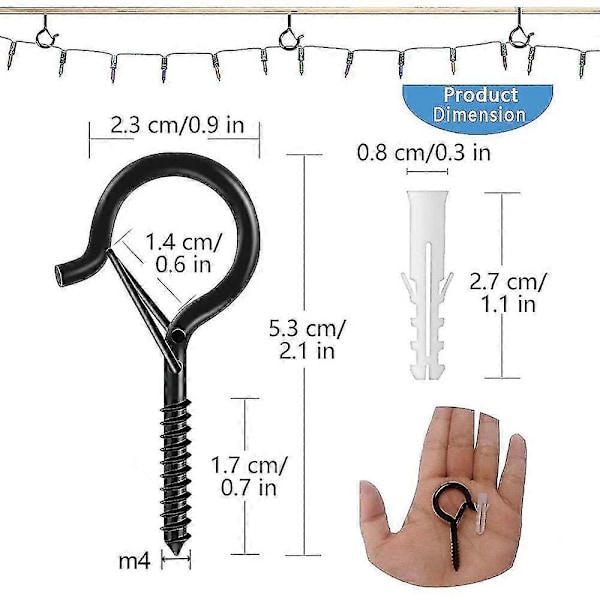 20/50 stk. Q-krok skrukroker for utendørs lyslenker Sikkerhetsspenne Design Enkel utløser Henger Ho (FMY) White