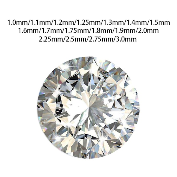 1000 stk 1,0-3 mm 5A Runde Maskinslebne Hvide Cubic Zirconia Stene Løse Cz Stene (FMY) 1.5mm