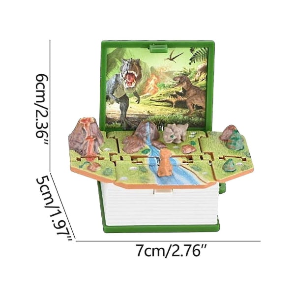3D-kolmiulotteinen dinosaurusten kokoontaittuva pomppimiskirja Mini-avaimenperä Dinosaur World Pendant Lelu (FMY)