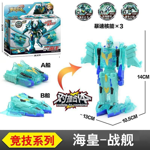 Burst Speed ​​Wild Merge Deformation Robot Leksaksbil Actionfigurer Flips Capture Transform Robot Bil för barn Leksaker Födelsedagspresent (FMY) B (Initial Version)