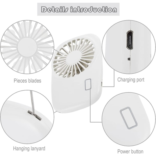 Håndholdt vifte Mini vifte, USB oppladbar personlig bærbar vifte (FMY) white