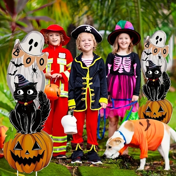 3 kpl Halloween-pihamerkkisetissä - Musta kissa kurpitsan varressa, ei virtaa tarvita, ulkokäyttöön pihan koristeluun juhlaan (FMY) 3pcs