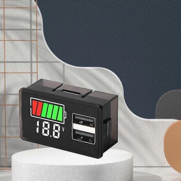 LED Digitalt Display Voltmeter Spenningsmåler Tester med Dobbel-USB for Elektrisk