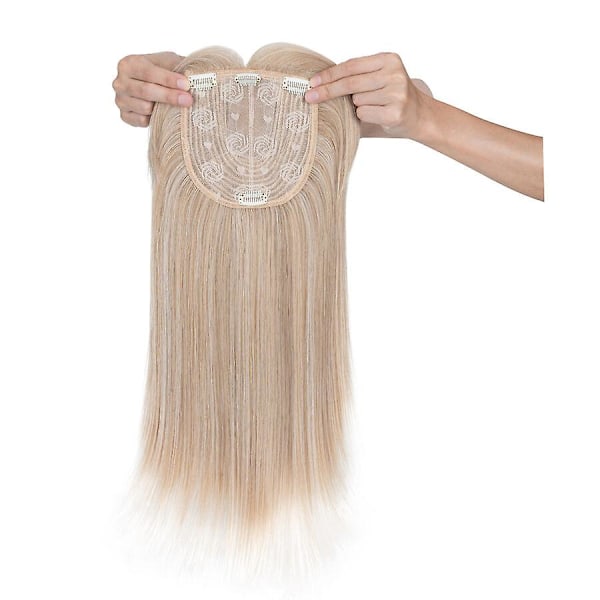 Lång Rak Clip-In Topp med Lugg Syntetiska Hårperuker (FMY) blond & white 18inch