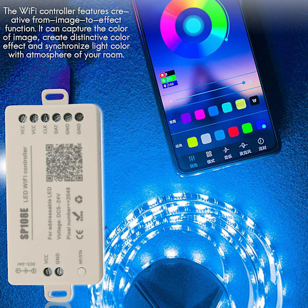 Sp108e Led Wifi -ohjain Ws2812b Ws2813 jne Moduulivalo Älykäs sovellus Langaton ohjaus Ios 10/androi  (FMY)