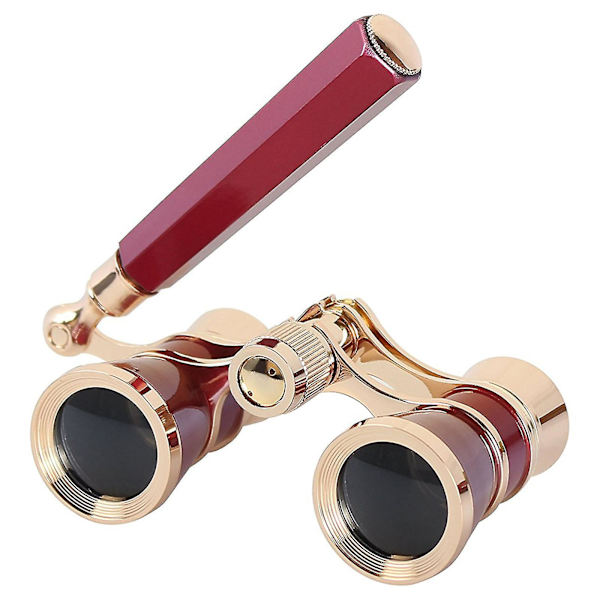 3x 25 Operakikare med Utdragbart Handtag Teaterkikare Unisex Present (FMY) Red