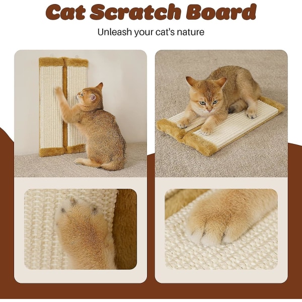 Cat Wall Corner Scratcher Furniture Protector Kattunger Scratch Board Sisal Cat Scratch Pad Veggmontert for innekatter (FMY)