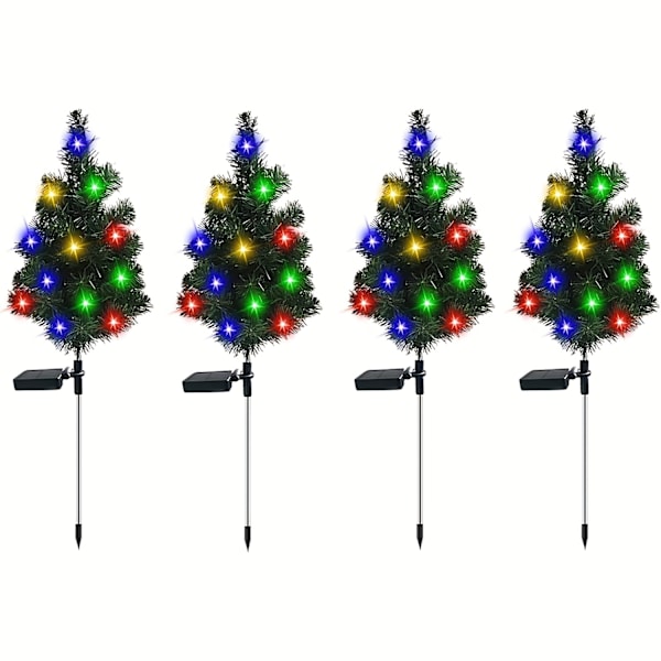 4 kpl aurinkovoimalla toimivia jouluvaloja - Vedenkestävä, energiatehokas, tunnelmallinen valaistus juhlakoristeluun, ulkoterasseille (FMY) 4pcs Solar Christmas Tree Lights