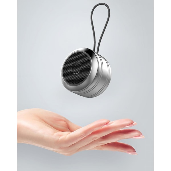Bluetooth-højttalere med stereolyd, punchy bas-minihøjttaler med indbygget mikrofon, håndfrit opkald, lille højttaler. (sølv) (FMY)