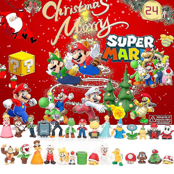 2024 Julkalender med Super Mario Bro-figurer - 24 dagars nedräkning - Julklappar för barn (FMY)