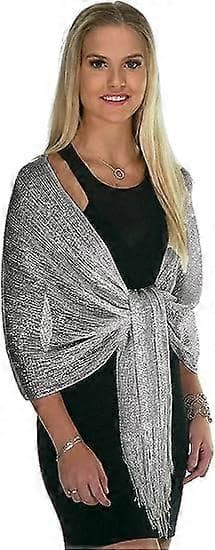 Shawls og Wraps til Aftenkjoler, Dame Shawls og Wraps, Festlige Shawls og Wraps til Aftenbrug - Sølv (FMY)