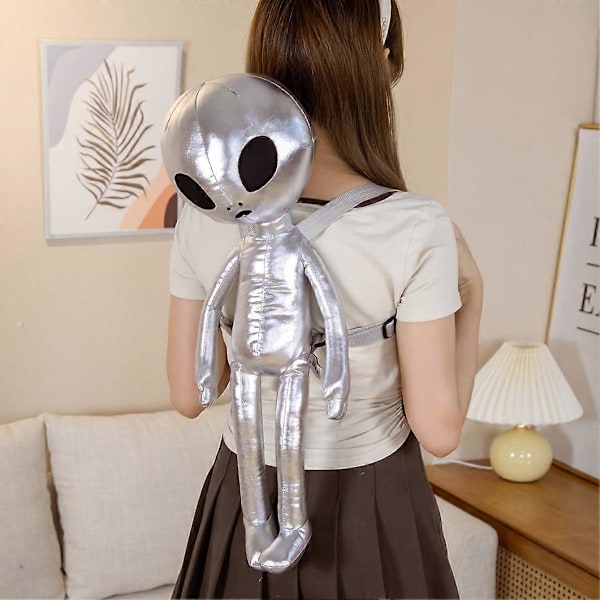 60cm Muoti Alien Reppu PU ET Maanulkopuolinen Pehmeä Täytetty Pehmolelu Pehmoeläin Luova Lahja Lapsille (FMY) 60cm silver backpack