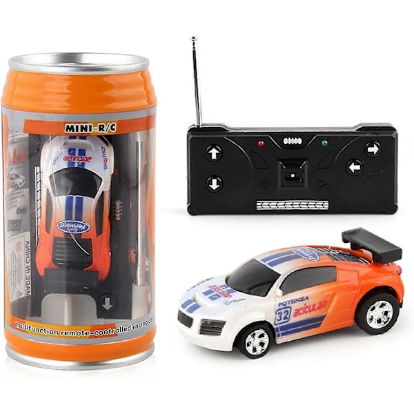 1 Sæt Mikro Fjernstyret Bil Med Vejspærringer Coca-Cola Dåse Design Kreativ Simuleringsracerbil Legetøj Børnegave (FMY) Orange
