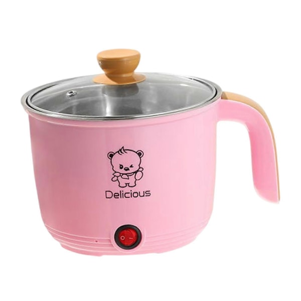 Elektrisk Gryde til Husholdningsbrug 1.8L Nonstick Elektrisk Stegepande til Suppe Stegning Pasta (FMY) pink Single layer