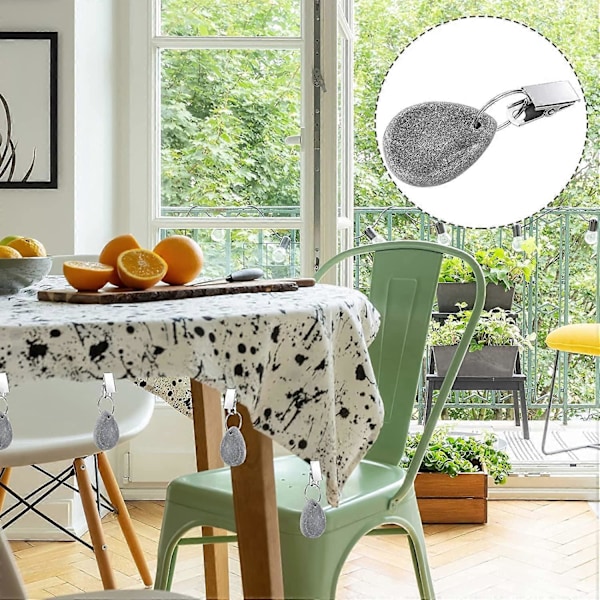 10 kpl Pöytäliinan Paino, Pöytäliinan Painokivet Teräskiinnikkeillä Pöytäliinoille Painotettu Ulkokäyttöön Leirintäalueelle Puutarhaan (FMY) Grey