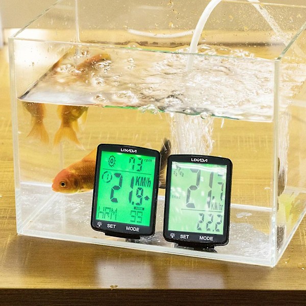 LIXADA Trådløs Cykelcomputer Multifunktionel LCD-skærm Cykelcomputer Mountainbike Speedometer White Backlight