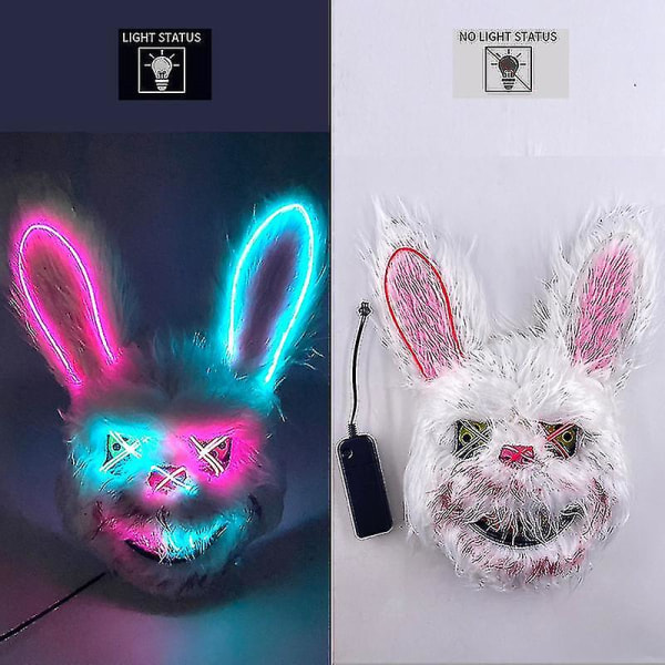 Szsh Cosplay Dekorativ ytelsesrekvisitt Lysende blodig kanin Plysj kaninmaske Lyser opp hodeplagg Halloween Skrekkbjørnemaske (FMY) Glowing 01