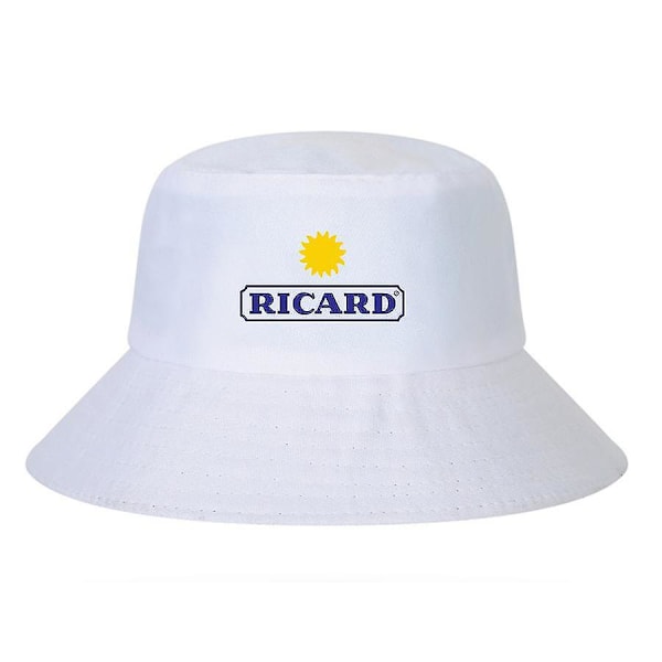 Ricard Bob Bucket Hats - Reversible bomull utendørs fiskerluer, strandfiskehatt - Passer for menn, kvinner, jenter og gutter (FMY) white A hat girth 59-60cm