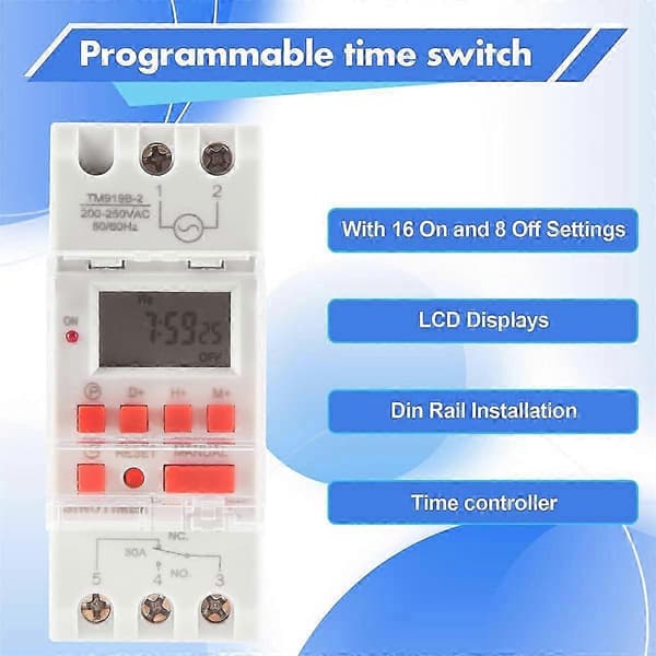 SINOTIMER TM919B 220V 30A Programmerbar Digital Timer Bryter (FMY)