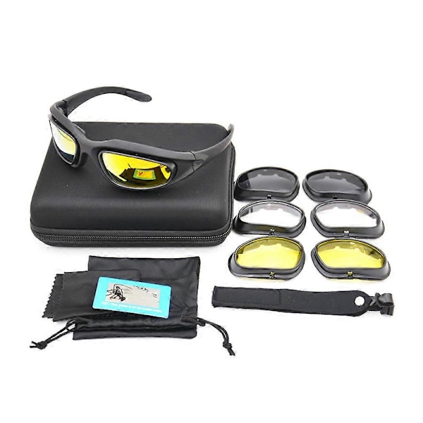Polariserade UV400 Taktiska Glasögon C5 Skytteglasögon 4 Lins Kit Utomhus Sportglasögon (FMY)