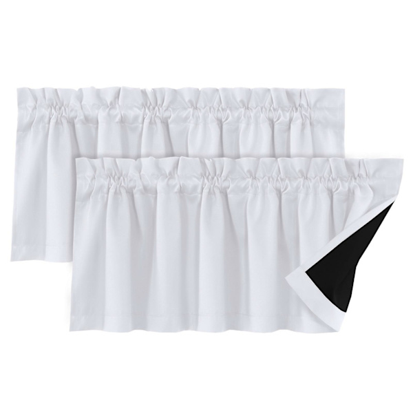 2 stk Gardin Topp Dekor Lysblokkerende Moderne Elegant Ensfarget Svart Belegg Stue Soverom Vindu Topp Deksel Hjemmetilbehør Kaesi (FMY) Grey - White