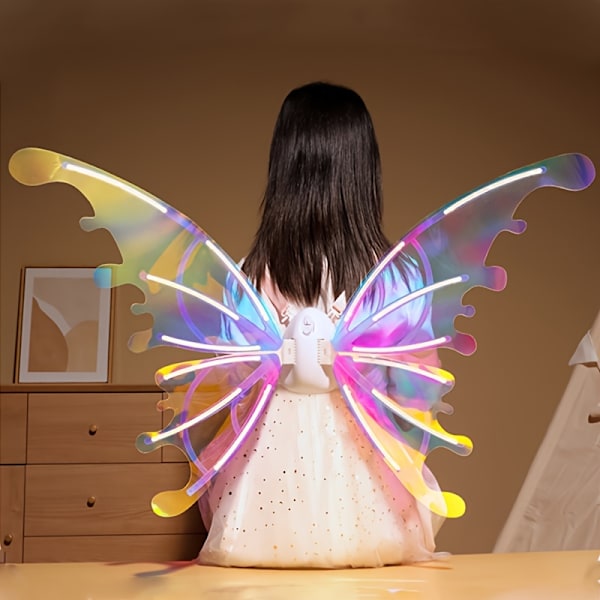 1 Sæt Fortryllende Elektriske Fe-Vinger til Piger - Lysende, Bevægelige Sommerfuglevinger med LED-lys, Musik og Batteridrevet - Perfekt Til (FMY) RGB Colorful