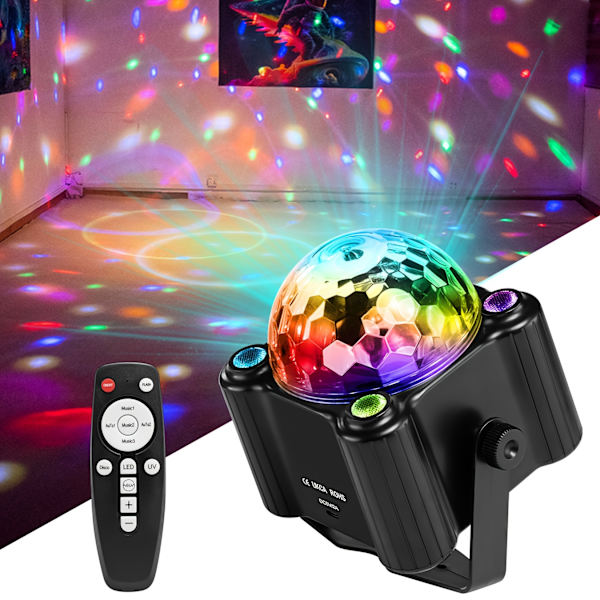Festlys Discokule Lys DJ Disco Lys Lydaktivert LED Lys 6 Farger For Rom Dansfester Karaoke Show Klubbdekorasjoner (FMY) Black