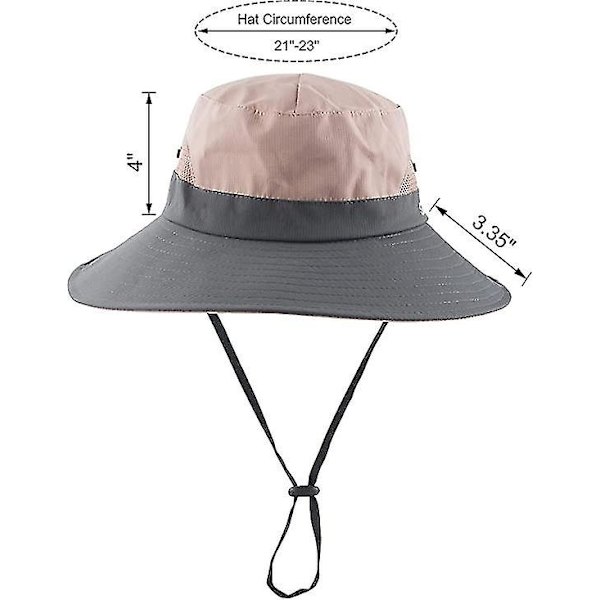 Dam sommar solhatt bred brätte utomhus UV-skydd hatt hopfällbar hästsvans hink keps för strand fiske vandring  (FMY) Pink
