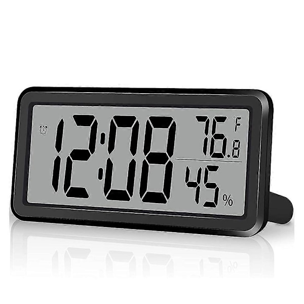 Digitaalinen herätyskello, pöytäkello, paristoilla toimiva LCD-elektroninen kello koristeeksi makuuhuoneeseen ja keittiöön (FMY) Black