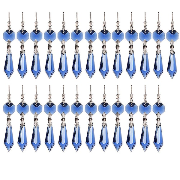 25 st Kristallprydnader Färgglada Regnbågsmakare Kristallkronor Prismor Isdroppar Hängande Dekorationer (FMY) blue