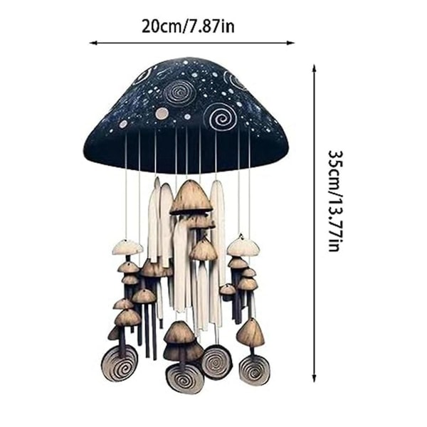 Mushroom Wind Chimes, håndlaget kunst Wind Chimes utendørs Unik, harpiks håndmalt dekorativ mushro (FMY)