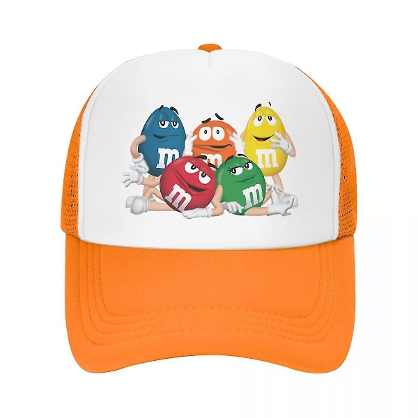 Personlige M&M's sjokolade baseball caps utendørs menn kvinner justerbar morsom godteri meme trucker lue vår (FMY) Orange