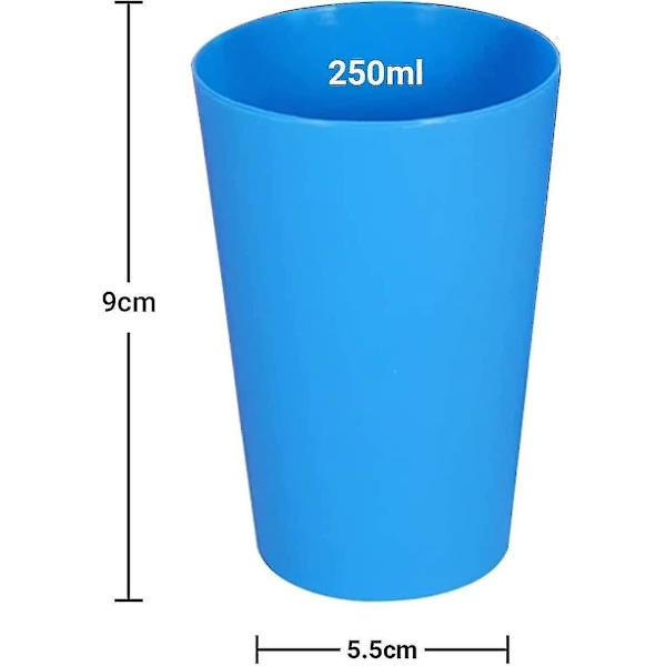 24 st Reusable Plastkoppar, 250ml Barnvänliga Hållbara Plastdricksglas Set (6 Ljusa Färger)  (FMY)
