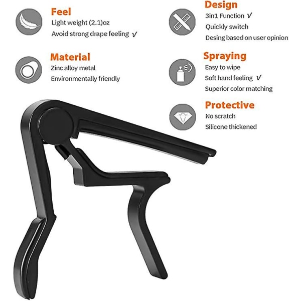 1 st Guitar Capo, 6-strängad akustisk & elektrisk gitarr Capo, gitarr Capo Akustisk  (FMY) silver