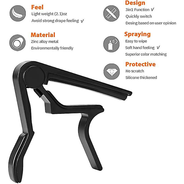 1 stk gitar capo, 6-strengers akustisk og elektrisk gitar capo, gitar capo akustisk (FMY) Wood grain color