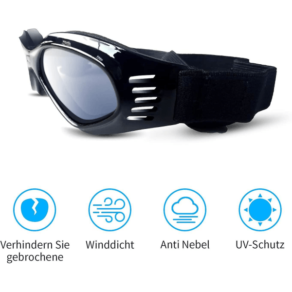 Dog Sunglasses Adjustable Strap For Uv Sunglasses Waterproof Protection For Small Medium Dogs Black