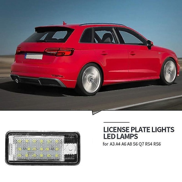 Bil LED-skyltnummerplatta Ljuslampa Vit För - A3 S3 8p A4 B6 B7 A5 A6 4f Q7 A8 S8 C6  (FMY)