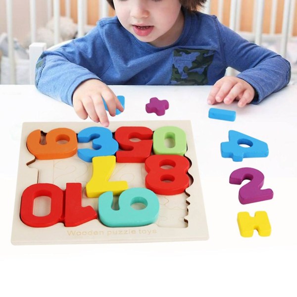 Småbørn Tidligt pædagogisk Nummerkognitionslegetøj Børn Træ Nummerlæring Puslespil Legetøj Hånd-øje koordinationslegetøj (FMY)