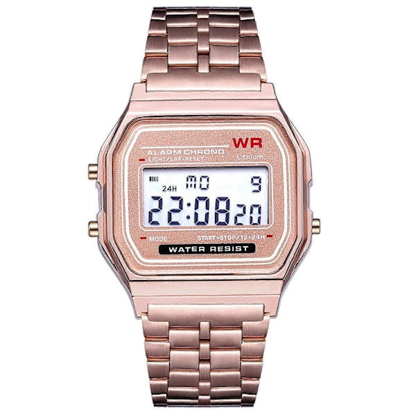 Nyt LED Digitalt Vandtæt Quartz Armbåndsur (FMY) Rose