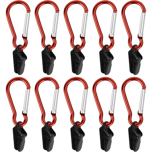 10 Sæt Tarp Klips Med Karabiner Teltsklips Markiser Vindtætte Klips Teltspænder Klips Tarp Klips Heavy Duty Teltspænde Til Udendørsaktiviteter Camping Ca