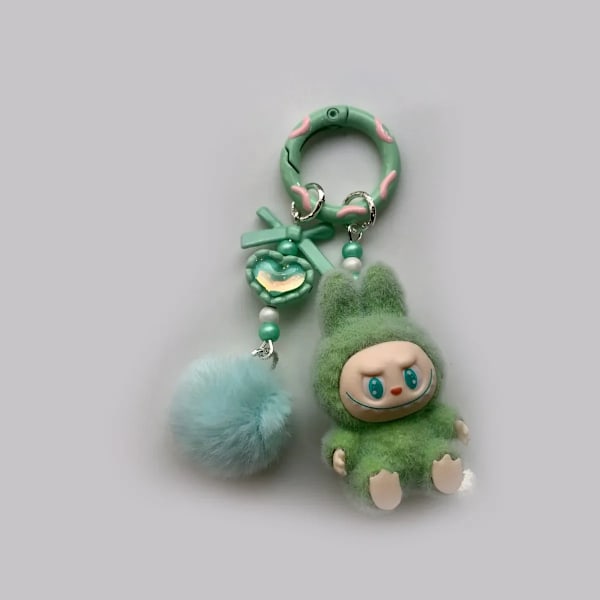 Kawaii Labubu Nøkkelring Tegneserie Kreativ Tredimensjonal Dukke Studenter Skolesekk Anheng Bil Nøkkelring Kvinner og Menn Trend Gaver(FMY) 3
