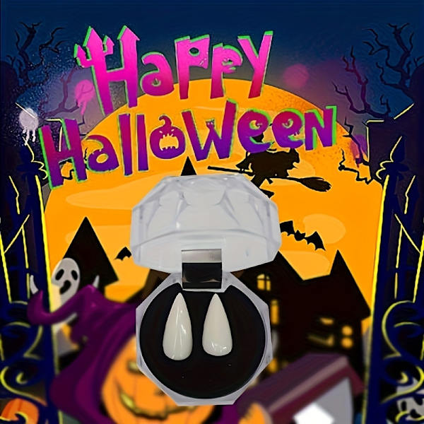 6 Paria Vampyyrihammastetta - Realistiset Vampyyrihampaat Cosplaylle, Halloween-Pukukostimelle, Kauhupuolueen Koristeelle ja Pelottavalle Tarvikkeelle (FMY) 6 Pairs