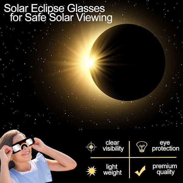 6-pack Solförmörkelseglasögon, CE&ISO-certifierade Eclipse-glas för soltittande, optisk kvalitet Säkra glasögon för direkt solljusvisning (FMY) C
