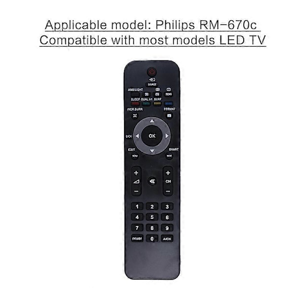 Kaukosäädin Philips RC4347/01 313923810301 RC4343/01 RM-670c 3D Universal LED RC2034301-01/RC2034301/01 242254990467/2422 (FMY) RM-670c LED TV