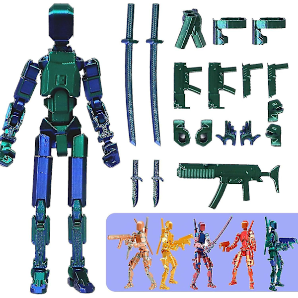 T13 Actionfigur, Titan 13 Actionfigur 3D Titans Figur, 3D-tryckt Actionfigur Nova 13 Actionfigur, Multi-ledade Actionfigurer (FMY) Blue green