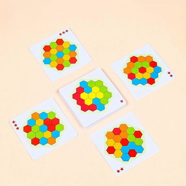 Trekantet puslespill i tre for voksne og barn - Tangram-formet modellblokk, hjernepuslespill, geometri, logikk, IQ-spill (FMY)