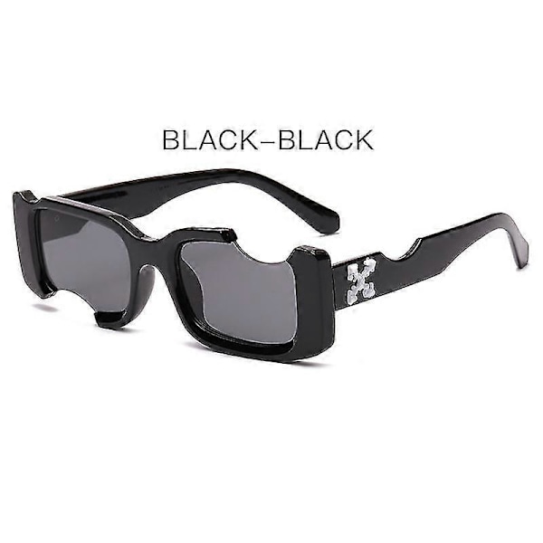 Hip-hop Neliö Aurinkolasit Naiset Miehet Off Notch Reikä Design Valkoiset Aurinkolasit Siniset Naiset Vintage Shados Silmälasit UV-suoja_LL_a05 (FMY) Black gray